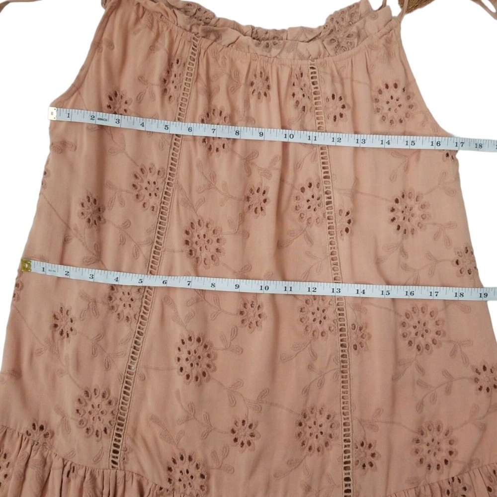 Nicole Miller Artelier Floral Eyelet Mini Dress Terracotta Pink Boho Small - Picture 13 of 14